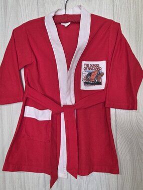 VTG 1980s Dukes Of Hazards Kids Graphic Bath Sleep Robe Y2K Size 6/7
